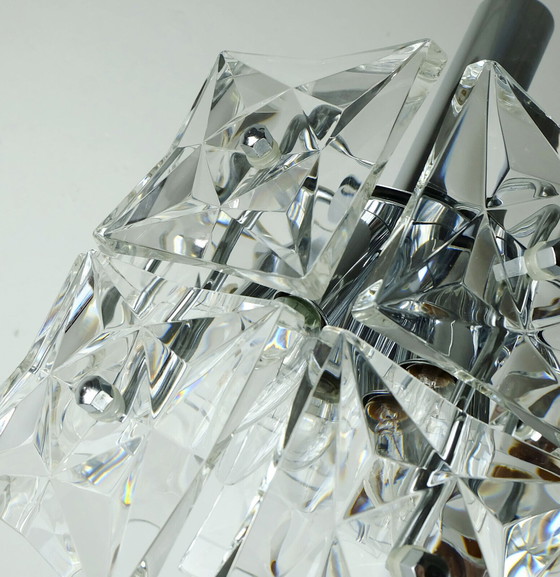 Image 1 of  kinkeldey, lampe suspendue du milieu du siècle, verre de cristal et chrome, années 1960