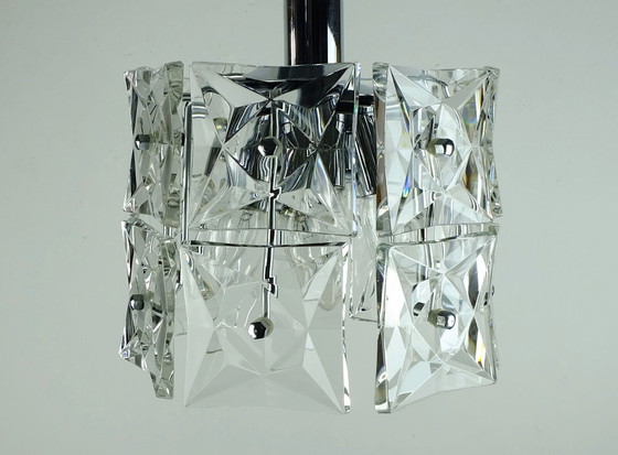 Image 1 of  kinkeldey, lampe suspendue du milieu du siècle, verre de cristal et chrome, années 1960