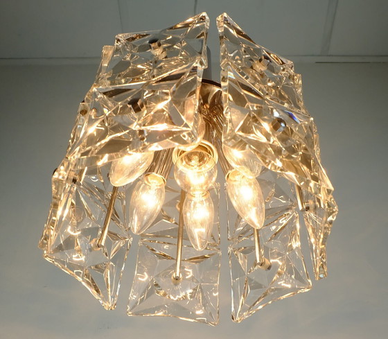 Image 1 of  kinkeldey, lampe suspendue du milieu du siècle, verre de cristal et chrome, années 1960