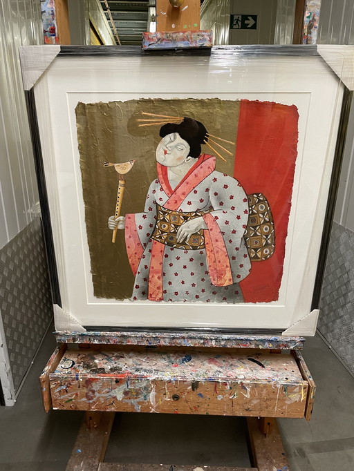 Ada Breedveld - screen print geisha “Whistle Lesson”