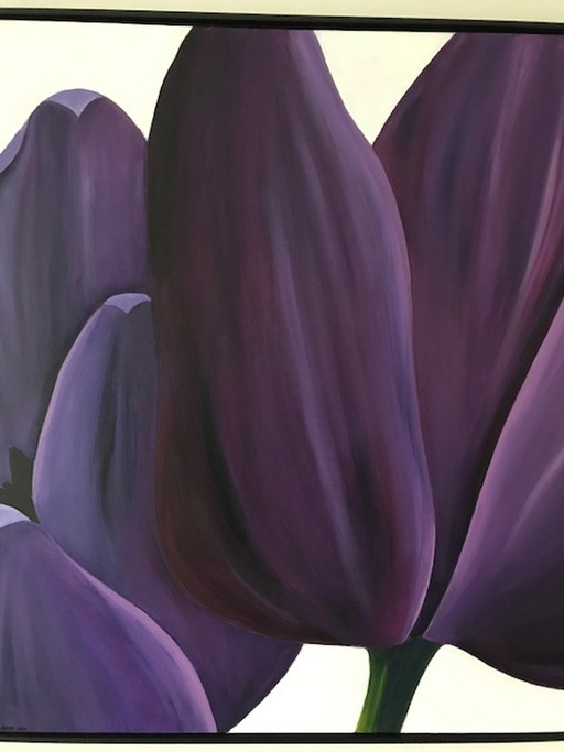 Nelly van Nieuwenhuijzen Purple tulips painting – schilderijen tekeningen, Canvas, Modern (photo 2 of 5)