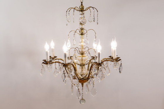 Image 1 of Vintage French crystal chandelier 8 arms