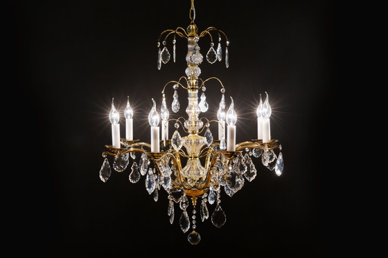 Image 1 of Vintage French crystal chandelier 8 arms