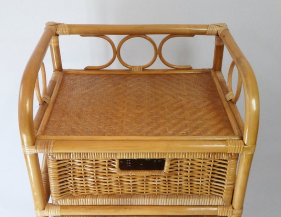 Image 1 of Boho style rattan chest of drawers