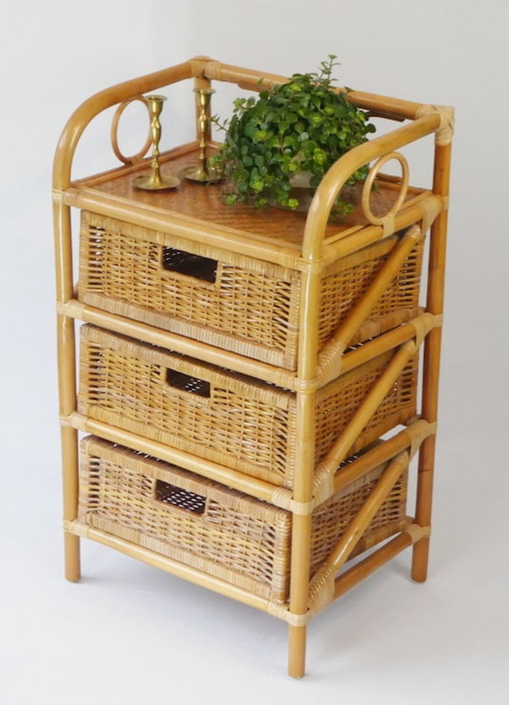 Image 1 of Boho style rattan chest of drawers