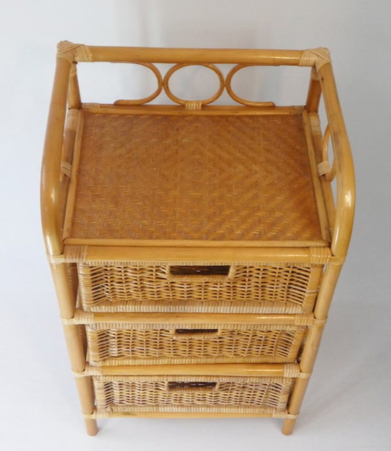 Image 1 of Boho style rattan chest of drawers