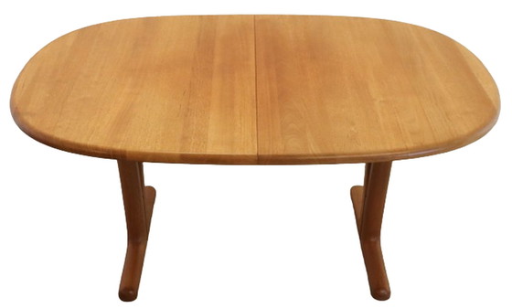 Image 1 of Holstebro 2x table de salle à manger ovale extensible teck massif vintage