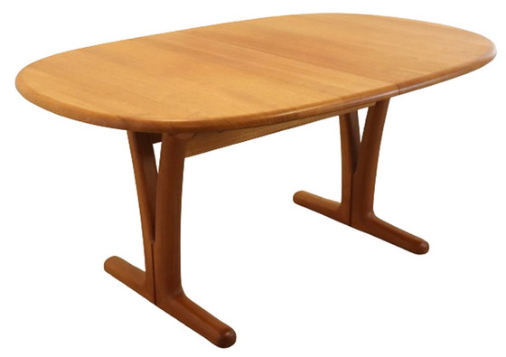 Image 1 of Holstebro 2x table de salle à manger ovale extensible teck massif vintage