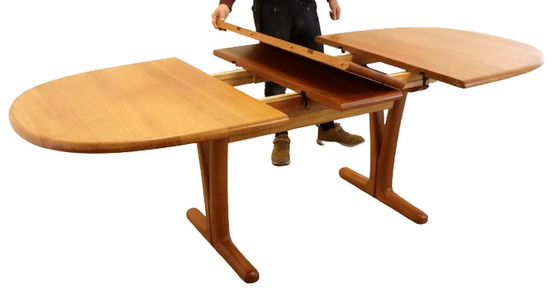 Image 1 of Holstebro 2x table de salle à manger ovale extensible teck massif vintage