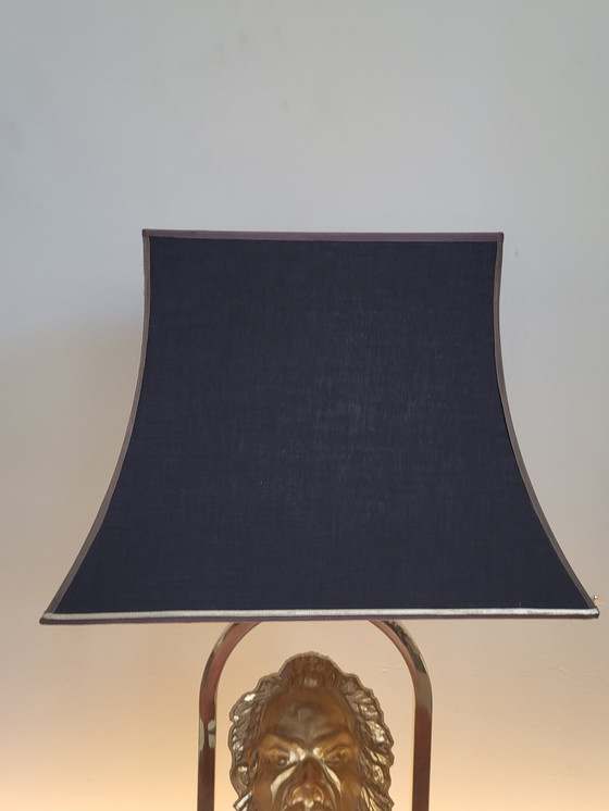 Image 1 of Lampe de table en laiton, probablement française, années 1960-1970