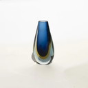 Vintage teardrop vase in blue "Sommerso" Murano glass, Flavio Poli style