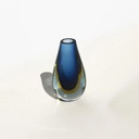 Vintage teardrop vase in blue "Sommerso" Murano glass, Flavio Poli style