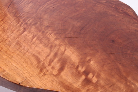 Image 1 of Carl Aubock Design Table basse en noyer avec pieds en cuivre 1950 Autriche.