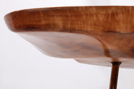 Image 1 of Carl Aubock Design Table basse en noyer avec pieds en cuivre 1950 Autriche.