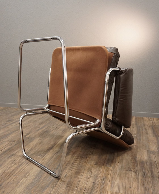 Image 1 of Easy lounge chair | Leather armchair tubular steel Mid Century