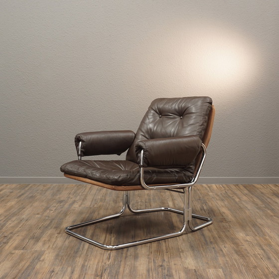 Image 1 of Easy lounge chair | Leather armchair tubular steel Mid Century