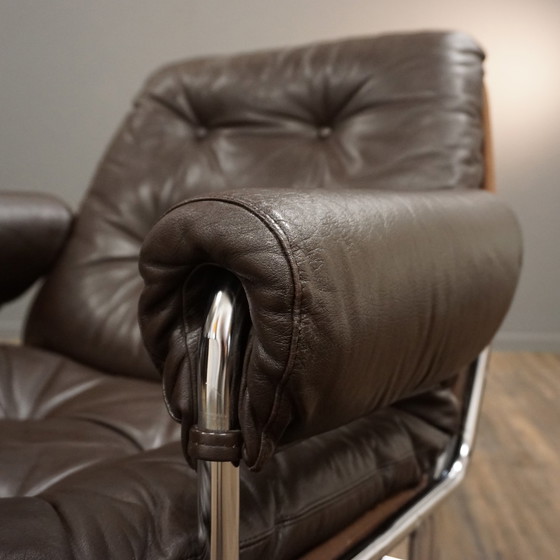 Image 1 of Easy lounge chair | Leather armchair tubular steel Mid Century