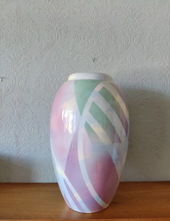 Image 1 of 1989 signed hand painted vase, John Bergen