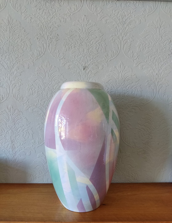 Image 1 of 1989 signed hand painted vase, John Bergen