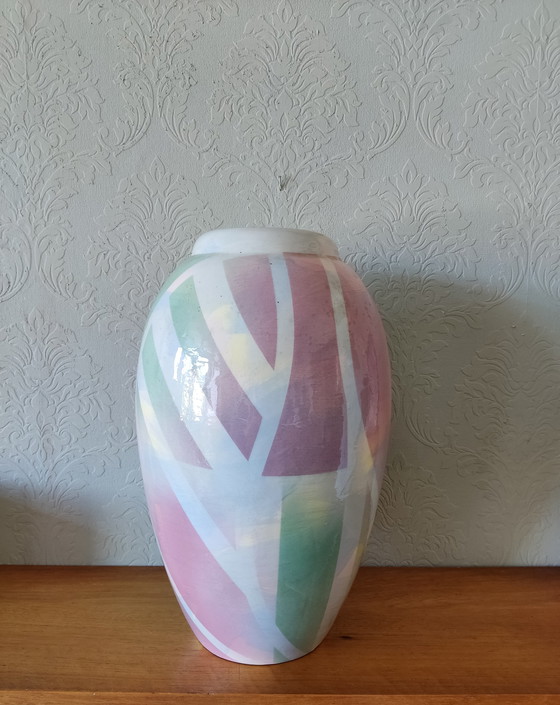 Image 1 of 1989 signed hand painted vase, John Bergen