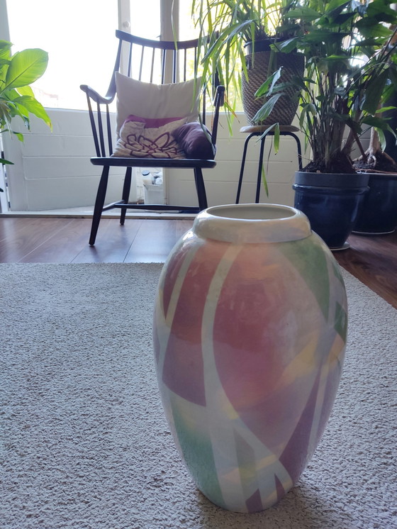 Image 1 of 1989 signed hand painted vase, John Bergen