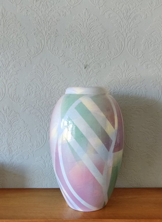 Image 1 of 1989 signed hand painted vase, John Bergen