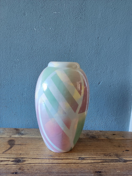 Image 1 of 1989 signed hand painted vase, John Bergen