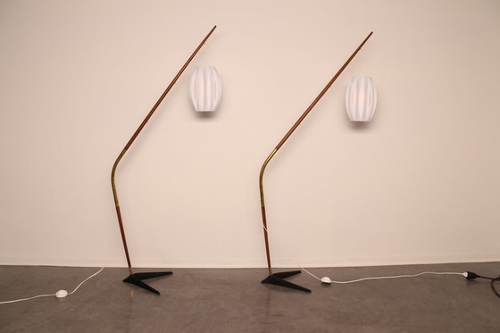 Image 1 of Floor lamp 'Fishing Pole' by Svend Aage Holm Sorensen for Sorensen & Co - Denmark - 1950's