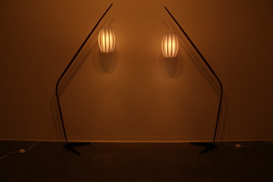 Image 1 of Floor lamp 'Fishing Pole' by Svend Aage Holm Sorensen for Sorensen & Co - Denmark - 1950's