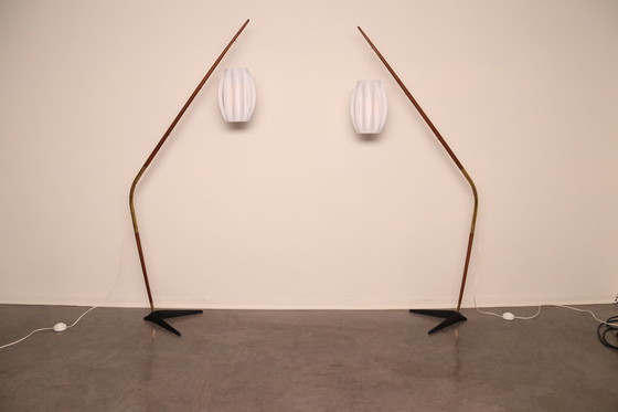 Image 1 of Floor lamp 'Fishing Pole' by Svend Aage Holm Sorensen for Sorensen & Co - Denmark - 1950's