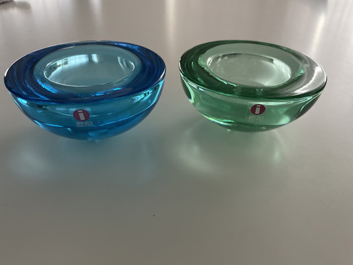 2x Ittala Ballo tealight holders