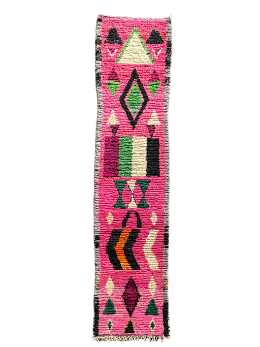 Pink Runner Moroccan Berber Rug, 70x330 cm