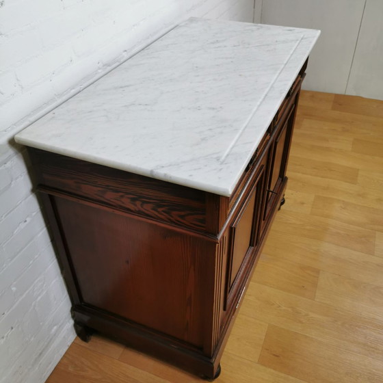 Image 1 of Antique French chest of drawers with marble top