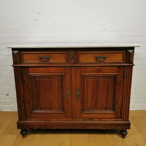 Image 1 of Antique French chest of drawers with marble top