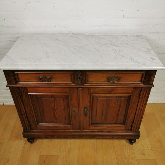 Image 1 of Antique French chest of drawers with marble top