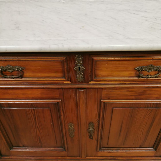 Image 1 of Antique French chest of drawers with marble top