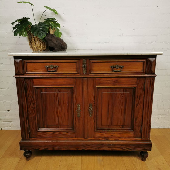 Image 1 of Antique French chest of drawers with marble top