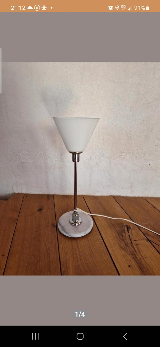 Image 1 of art deco bauhaus style table lamp marble