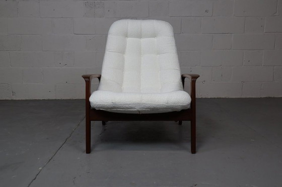 Image 1 of Chaise "Scoop" en teck avec ottoman par R.Huber & Co, 1960's