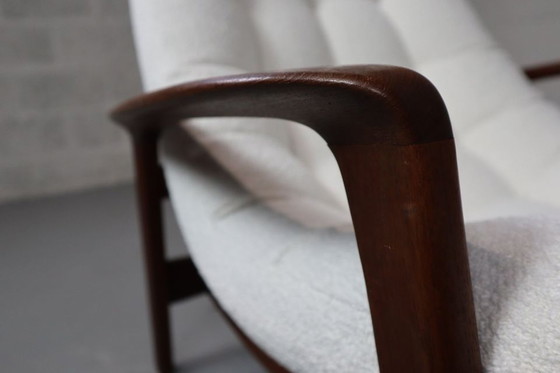 Image 1 of Chaise "Scoop" en teck avec ottoman par R.Huber & Co, 1960's