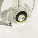 Vintage Italiaanse vaas uit de jaren 60 in massief helder Murano-glas met geometrische decoratie