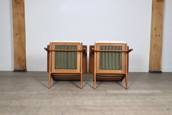 Image 1 of Pair Of GE290 Armchairs In Bouclé By Hans Wegner For Getama, Denmark, 1950s