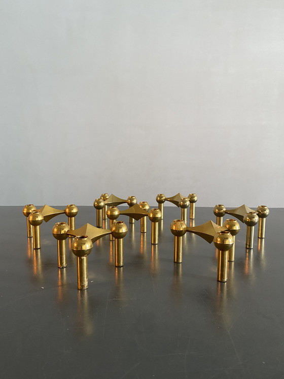 Image 1 of Caesar Stoffi for Fritz Nagel Rare Gold Plated Modular Candle Holder, Germany, 1960s