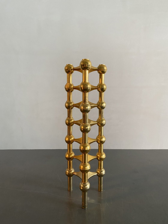 Image 1 of Caesar Stoffi for Fritz Nagel Rare Gold Plated Modular Candle Holder, Germany, 1960s