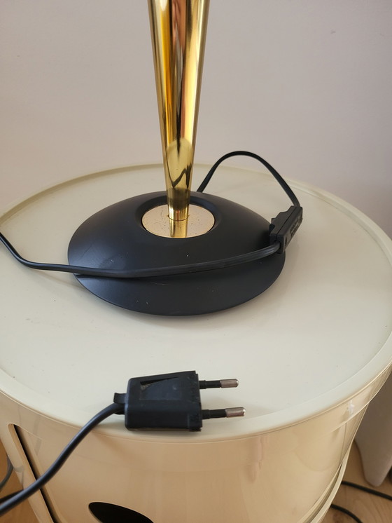 Image 1 of Mushroom lamp, Luciano Cesaro, brass/matte black table lamp, 1990s, Italy