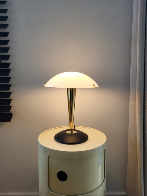 Lampe champignon, Luciano Cesaro, lampe de table laiton/noir mat, 1990, Italie