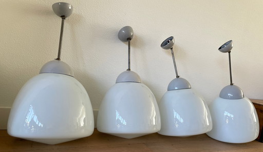 4 x vintage schoollamp