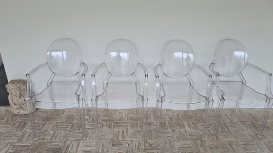 Image 1 of 4x Kartell Fauteuil Louis Ghost par Philippe Starck