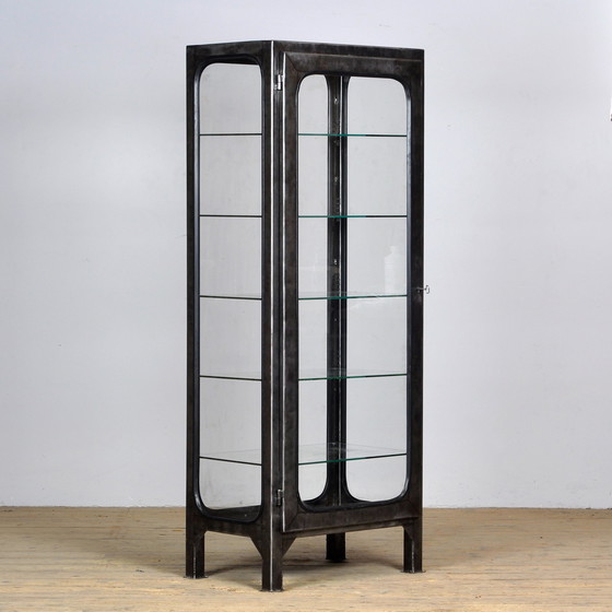 Image 1 of Vintage Glass & Iron Medical Cabinet, 1970s