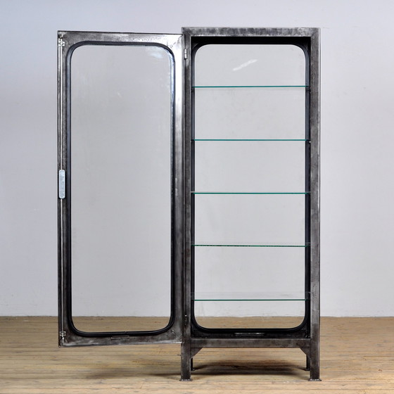 Image 1 of Vintage Glass & Iron Medical Cabinet, 1970s